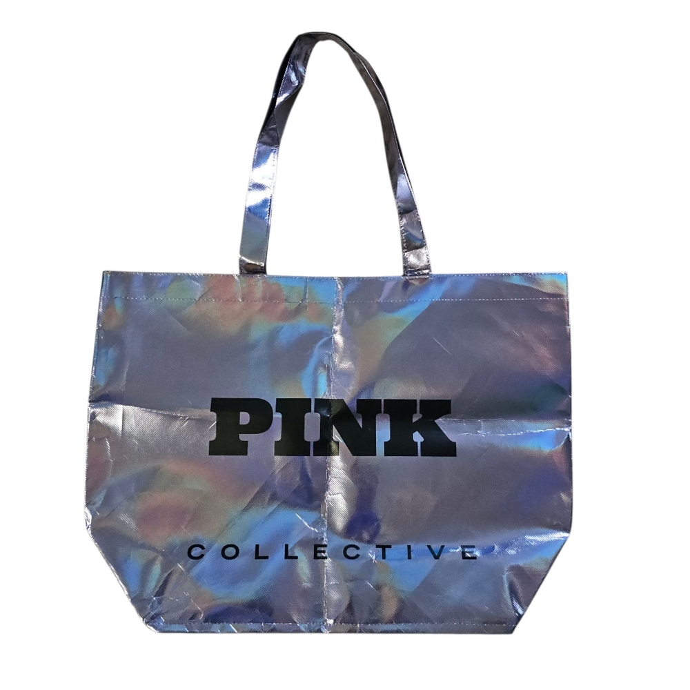 Victoria’s Secret VS Pink Large Reusable Shopping Tote Holographic Iridescent